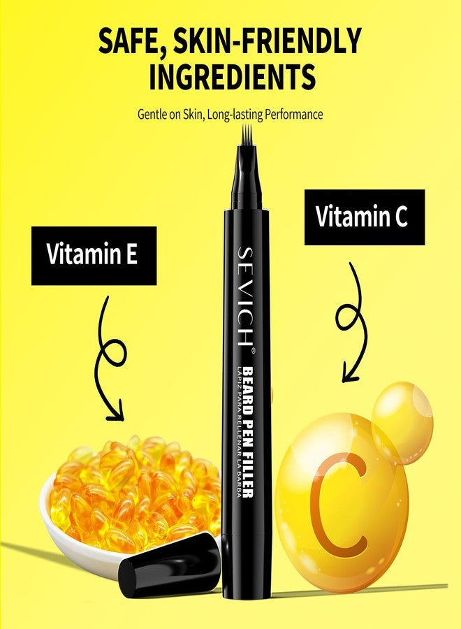 سيفيتش قلم تحديد اللحية SEVICH للرجال، أسود، قلم فريد بأربعة رؤوس مقاوم للماء، يملأ الفراغات ويغطيها فوراً، مقاوم للماء والعرق، مظهر طبيعي. - Image 5